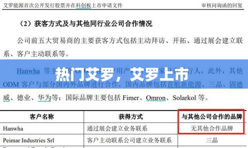 热门艾罗，艾罗上市 