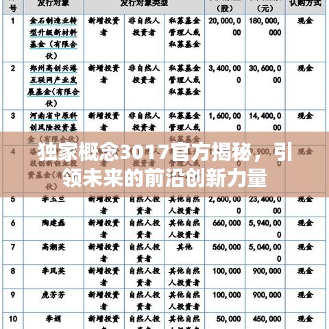 独家概念3017官方揭秘，引领未来的前沿创新力量