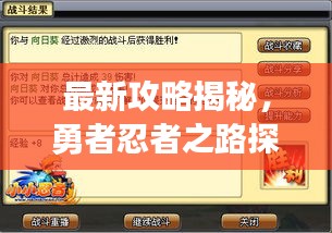 最新攻略揭秘，勇者忍者之路探索之旅